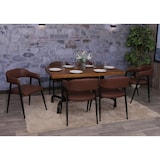 thumbnail of Lote de 6 silla de comedor HWC-P29, silla de cocina, sillón, silla tapizada, industrial retro vintage imitación cuero ~ rojo óxido