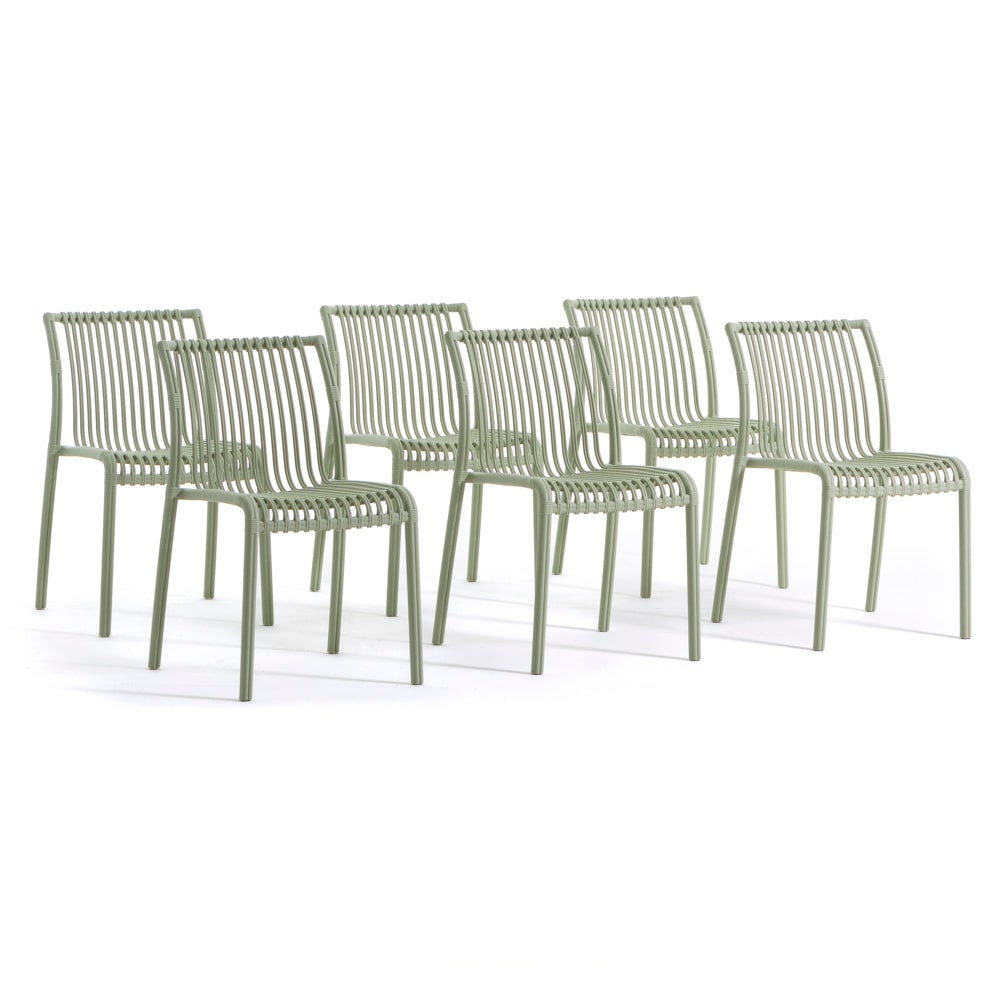 Set de 6 chaises en polypropylène empilables pour extérieur et jardin, bar et restaurant, structure robuste et légère - Olimpia - Pistache