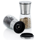 thumbnail of Intirilife 2er Set Gewürzmühle in SILBER TRANSPARENT - 13.5 x 6.5 cm - 2x Grinder Handmühle aus Glas und Edelstahl für die Küche