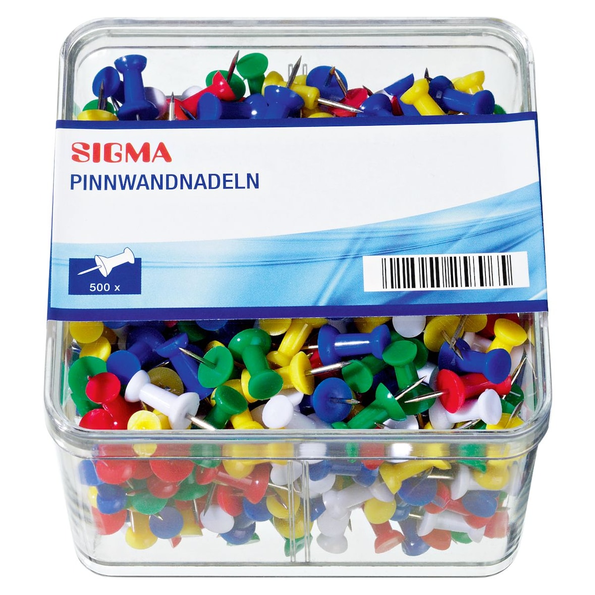 SIGMA Épingle pour tableau d'affichage, plastique/métal, couleur, 500 unités