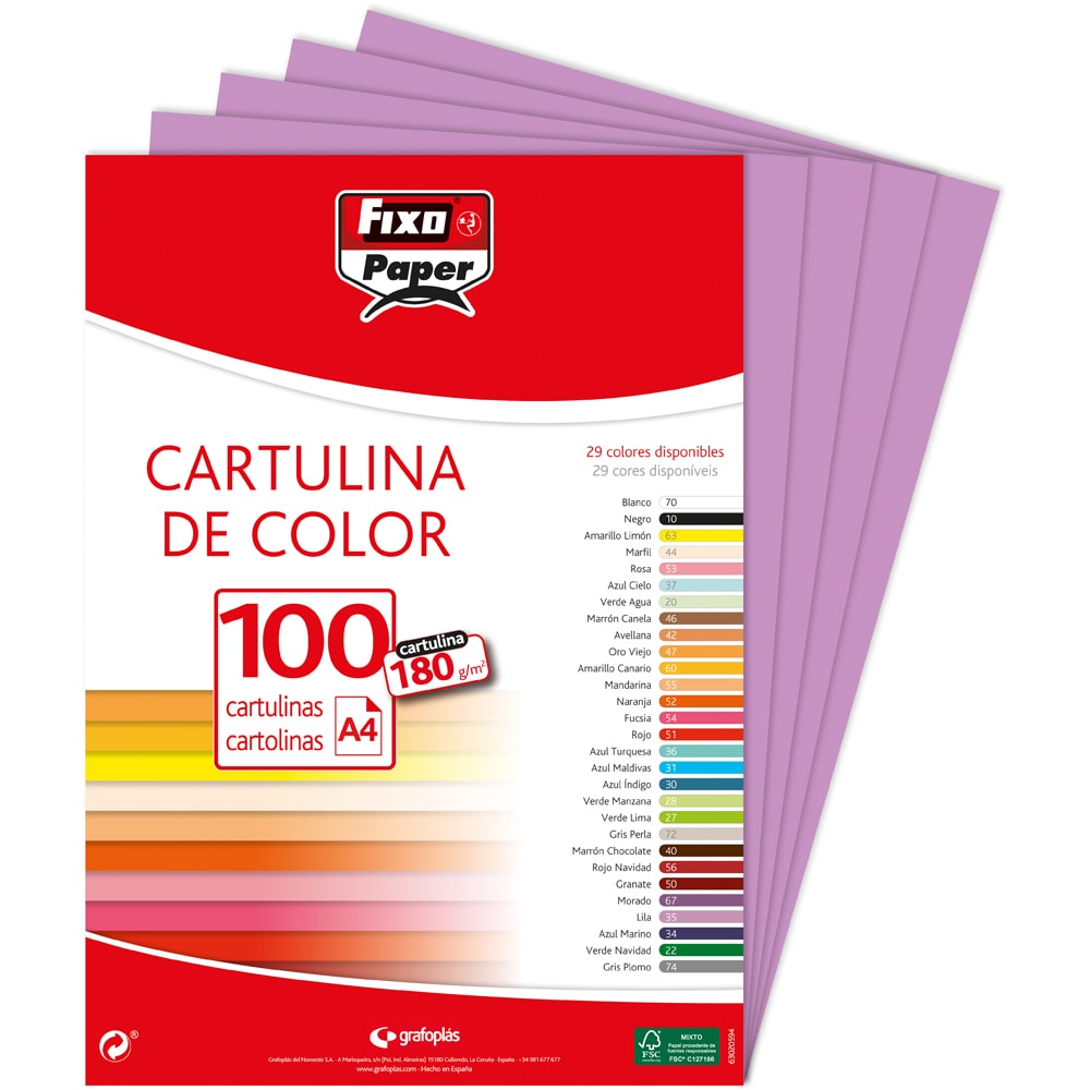 Pacote de 100 Cartolinas 180g. A4 lilas