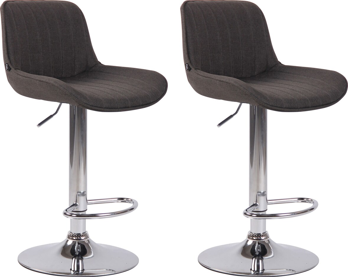 CHEFGASTRO 2er Set Barhocker SAHARA Stoff Chrom HxBxT 86x50x50cm Stoff Dunkelgrau Barstuhl