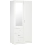 thumbnail of Armario Ropero de 2 Puertas con Espejo 3 Cajones Estantes Ajustables y Barra para Colgar Mueble Auxiliar para Dormitorio Habitación 80x50x180 cm