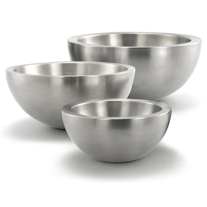 Neuss Juego de Boles de Cocina de Acero Inoxidable, 1 bol de cocina pequeño (500ml), 1 Bol de Cocina Mediano (1L), 1 bol de Cocina Grande (2.25L)