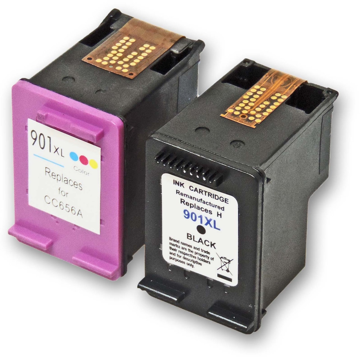 Kompatibel 2er Set HP 901XL BK / CC654AE + 901XL C / CC656AE  Druckerpatronen Schwarz + alle Farben von Gigao