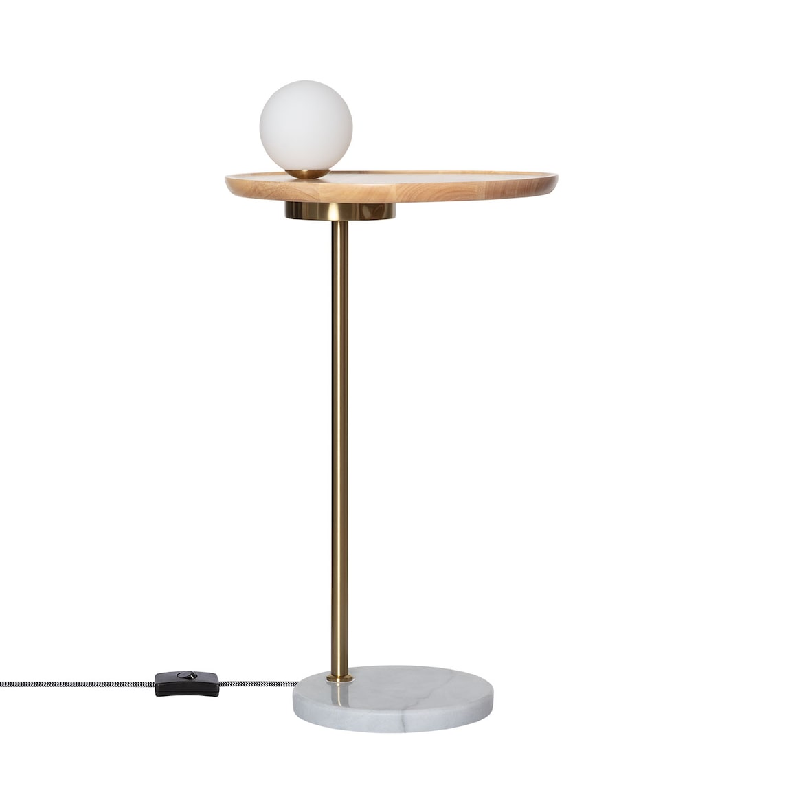Ledkia Lámpara de Mesa Madera y Cristal Brandt Blanco / Dorado