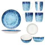 thumbnail of Marina 18tlg Frühstücksset Porzellan 6 Pers kleine Teller Schale Becher blau