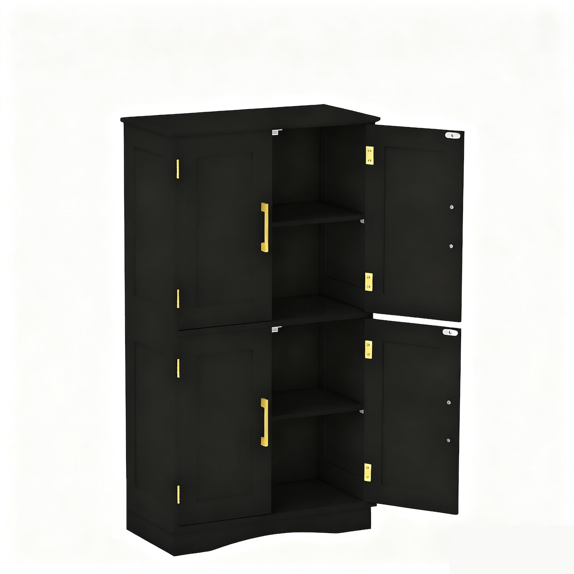 COSTWAY Holz-Küchenschrank, Aufbewahrungsschrank, Küche, Buffetschrank mit 4 Türen & 2 verstellbaren Regalen