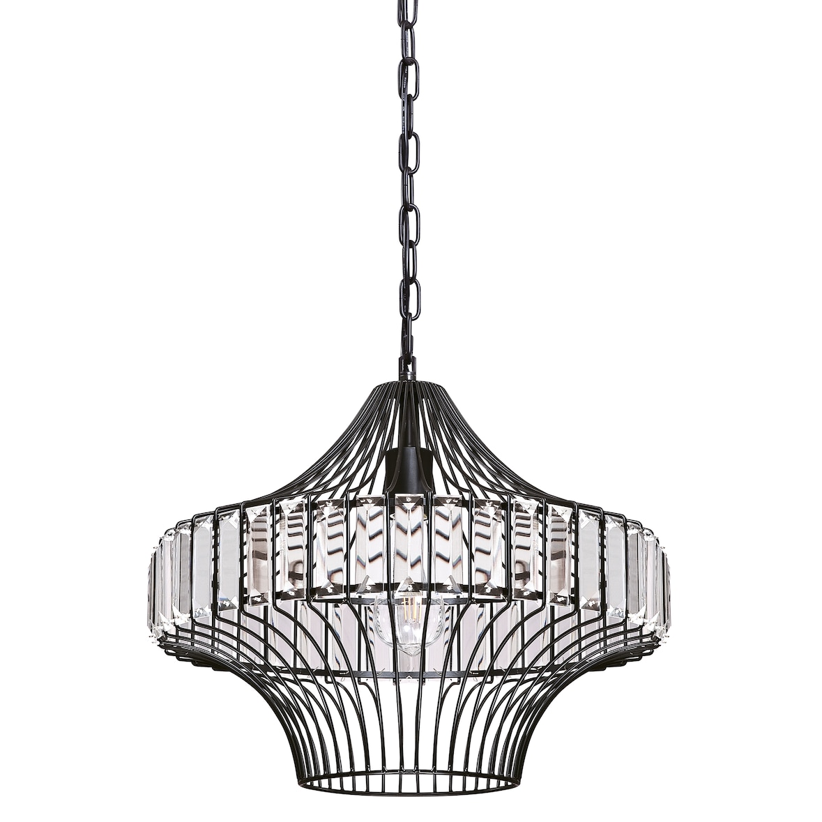 Pendelleuchte Kristallglas Schwarz mit 1 Lampe