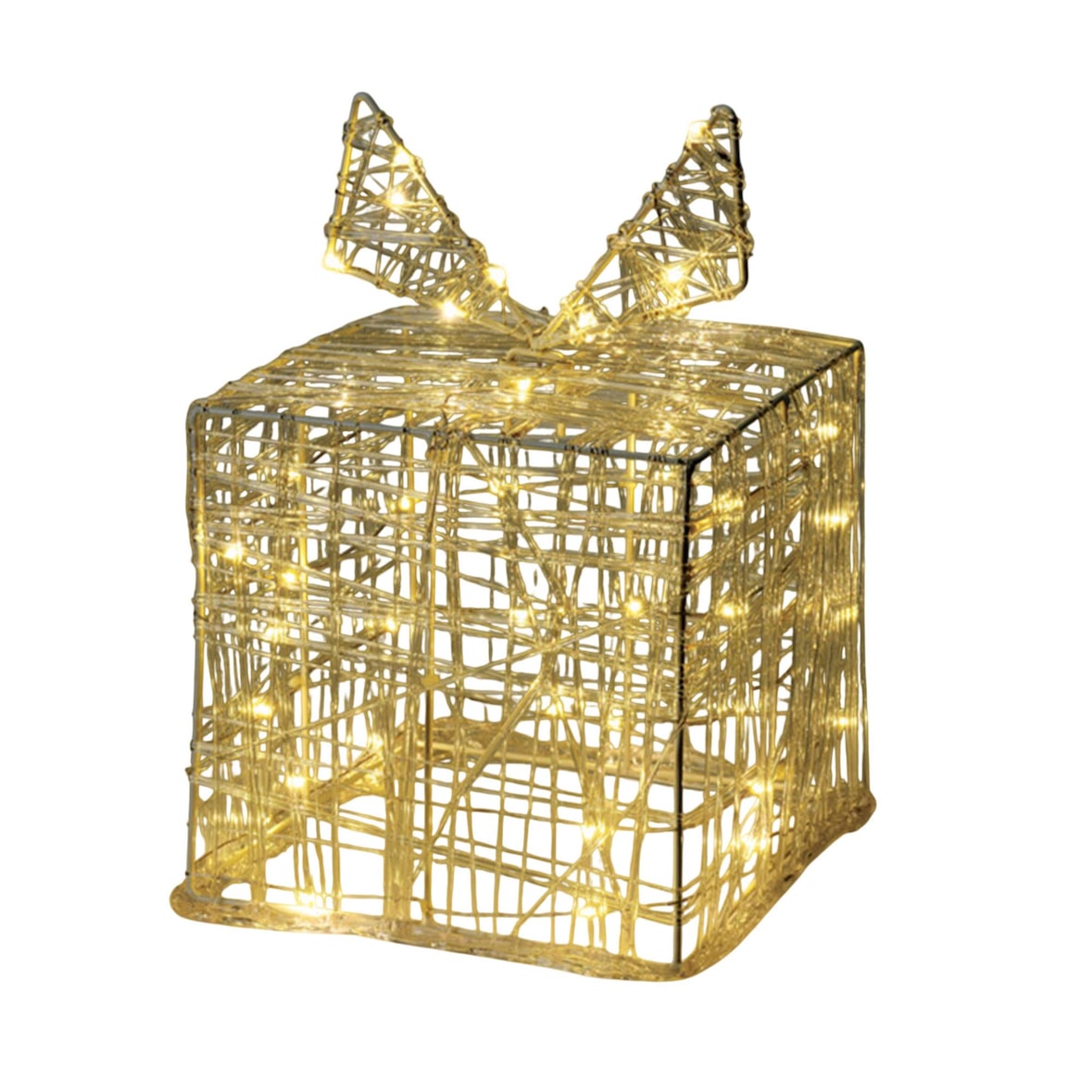 WellHome - Decoratieve kerstgeschenkdoos met 30 warmwitte micro-LED's 15x15x15cm