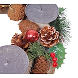thumbnail of Adventskranz HWC-H49, Weihnachtsdeko Adventsgesteck Gesteck, Holz FSC®-zertifiziert rund Ø 33cm ~ inkl. 4x Kerzen rot