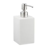 thumbnail of Relaxdays Seifenspender 300 ml, nachfüllbar, Bad, Küche, Flüssigseifenspender eckig, Polyresin, Edelstahlpumpe, weiß