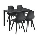 thumbnail of Décoshop26 - Ensemble de Table et 4 Chaises Table de Salle à Manger avec 4 Chaises Métal Bois Plastique Verre Noir 03_0001663