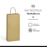 thumbnail of Bruine kraft tas voor 2 flessen met gedraaide handvatten bulk per 200 - Gimex