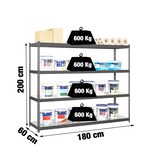 thumbnail of SimonRack Industrieregal, 2000x1800x600 mm, 600 kg am Biegepunkt, 4 Metallböden, Garagenregal, Anthrazit/Verzinkt- Simonforte