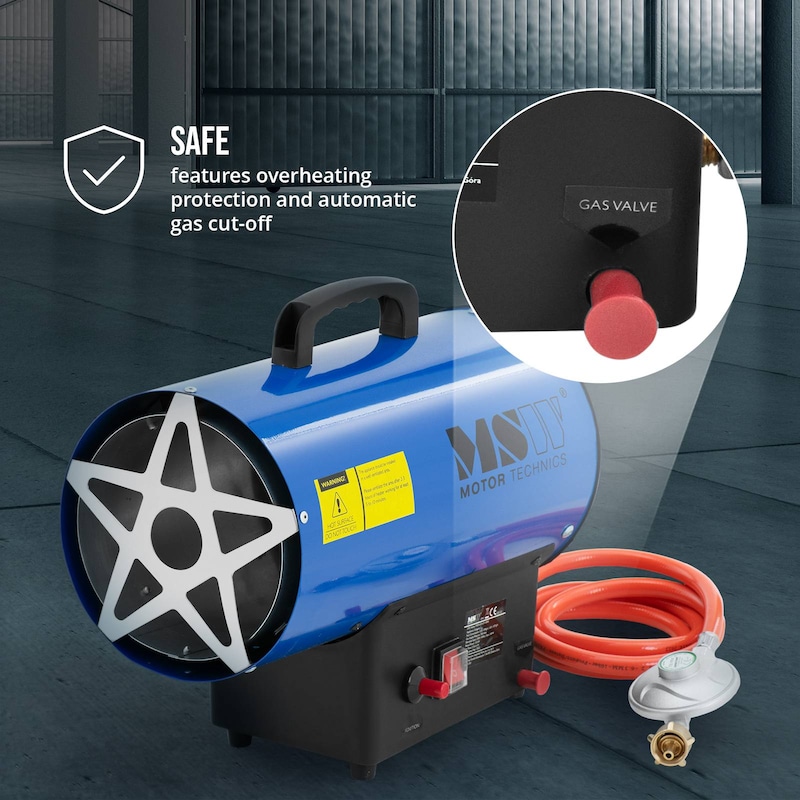 Generatore Di Aria Calda A Gas MSW 20 KW - Riscalda Fino A 160 M², Portatile, Con Display LED E Termostato - Per Garage, Officine O Eventi