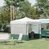 thumbnail of Outsunny Tenda Dobrável Tenda de Jardim com Proteção UV30 Altura Ajustável em 3 Níveis 2 Janelas e Bolsa de Transporte 2,7x2,7cm Branco e Verde