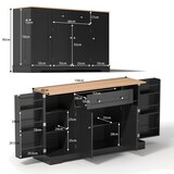 thumbnail of Sideboard 138x40x85 cm mit Schublade, Doppeltürfach und verstellbaren Einlegeböden, kippsicher und geräuscharm, Modernes Eurodesign Schwarz