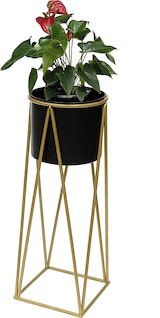 thumbnail of DanDiBo Blumenhocker mit Topf Metall Gold Schwarz L 70 cm Blumenständer 96046 Blumensäule Modern Pflanzenständer Pflanzenhocker