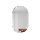 thumbnail of Spiegelschrank oval Weiß 85x51x12 cm mit Metallrahmen und Hartglas, Wandmontage oder Einbau, verstellbare Ablagen, platzsparender Badschrank
