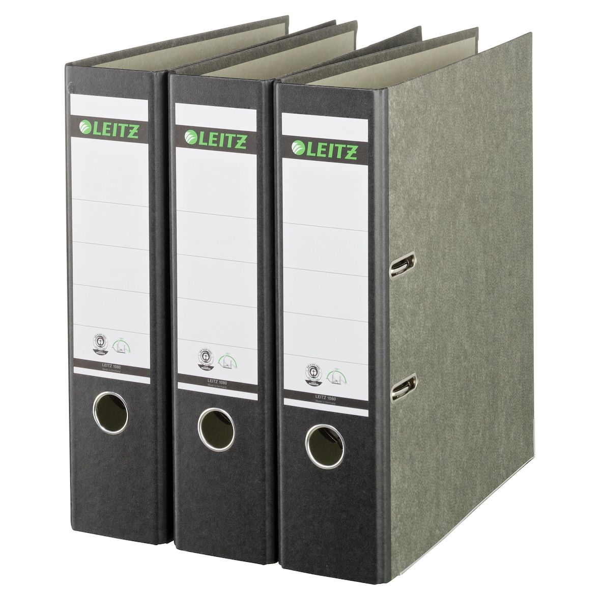 Leitz Ordner 1080 Wolkenmarmor, grün, breit DIN A4, 3 Stück