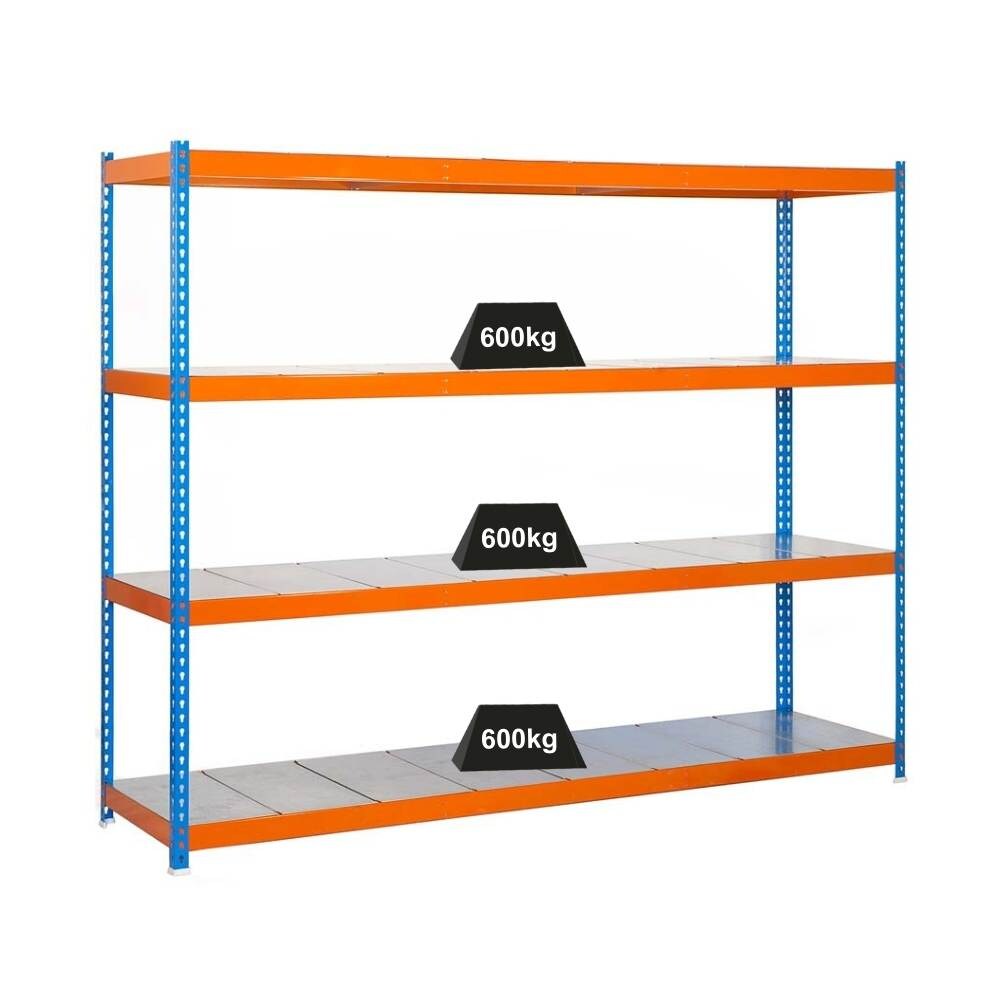 PROREGAL Schwerlastregal METAL BEAST FOUR | HxBxT 200x150x90cm | Fachlast 600kg | Blau-Orange | Standregal Metallregal Lagerregal