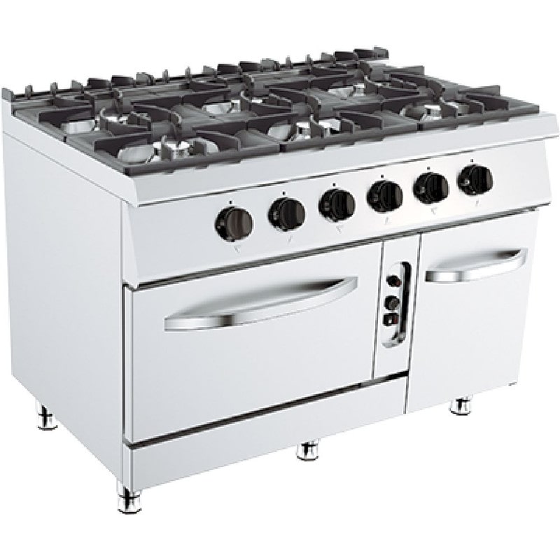 Cucina a Gas con Forno a Gas ECO LINE - Kusina by Giavazzi - GI-G7K211G Serie 700  - 6 Fuochi  - Pot. 45 kW  - Dim. 120x73x90 cm
