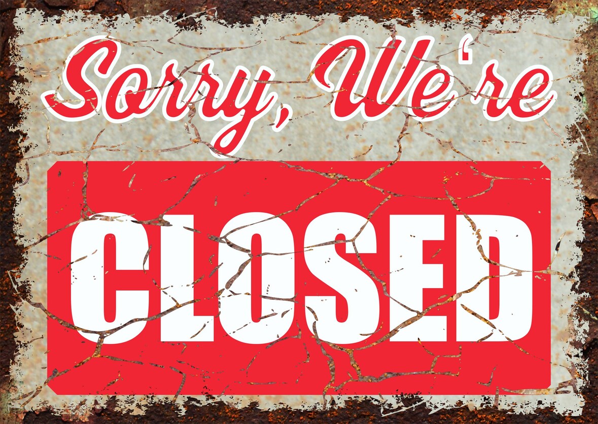 Sorry we are closed Deko Schild A3 Rückseite selbstklebend