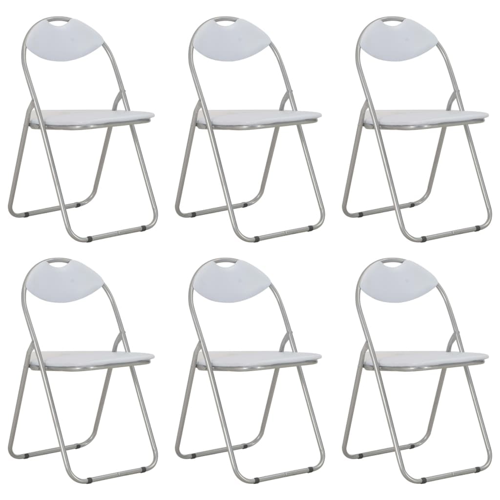 Sillas de comedor plegables 6 unidades cuero sintético blanco