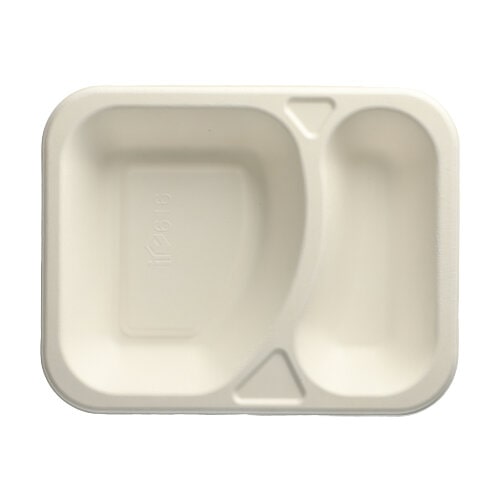 PAPSTAR 100 Siegelschalen, Zuckerrohr 2-geteilt 825 ml 4,2 cm x 18,5 cm x 23,5 cm weiss