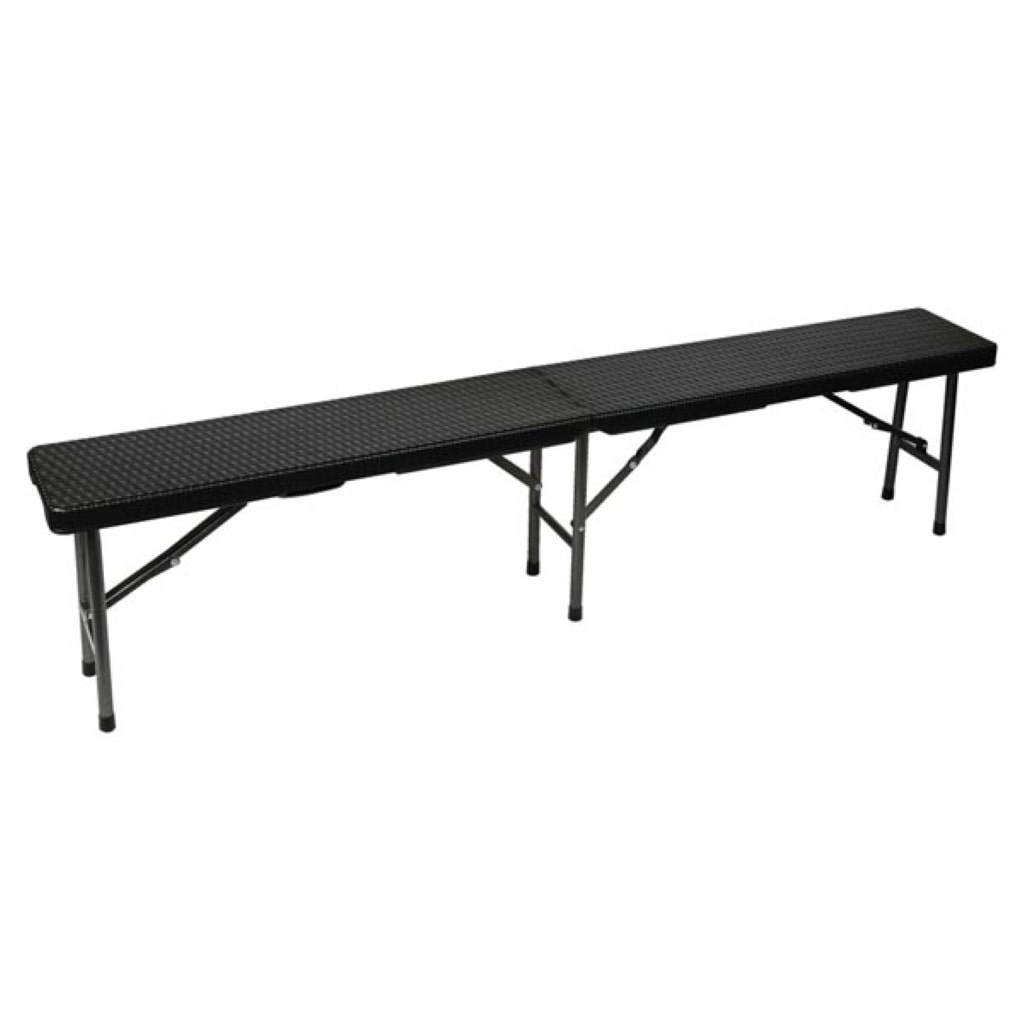 Klappbank, klappbar, wetterfest, Tragegriff, Rattan-Optik, maximal 400 kg, Schwarz