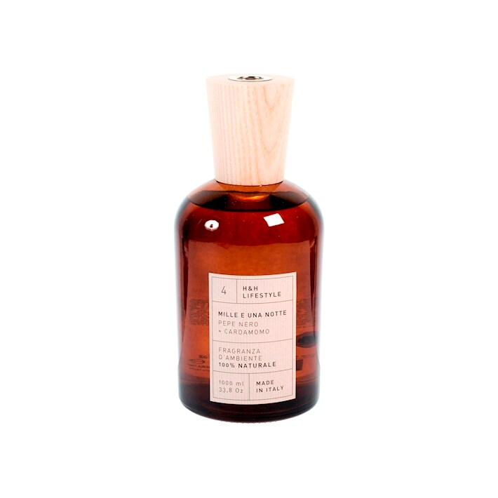 100% natürlicher glasdiffusor mit duft mille e una notte/schwarzer pfeffer + kardamom ml 1000