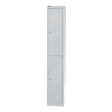 thumbnail of Bisley Garderobenschrank Office mit Schloss aus Stahlblech, 2 Fächer - Spind abschließbar für Sportzeug, Kleidung & Co. - Tiefe: 45,7 cm - Farbe: