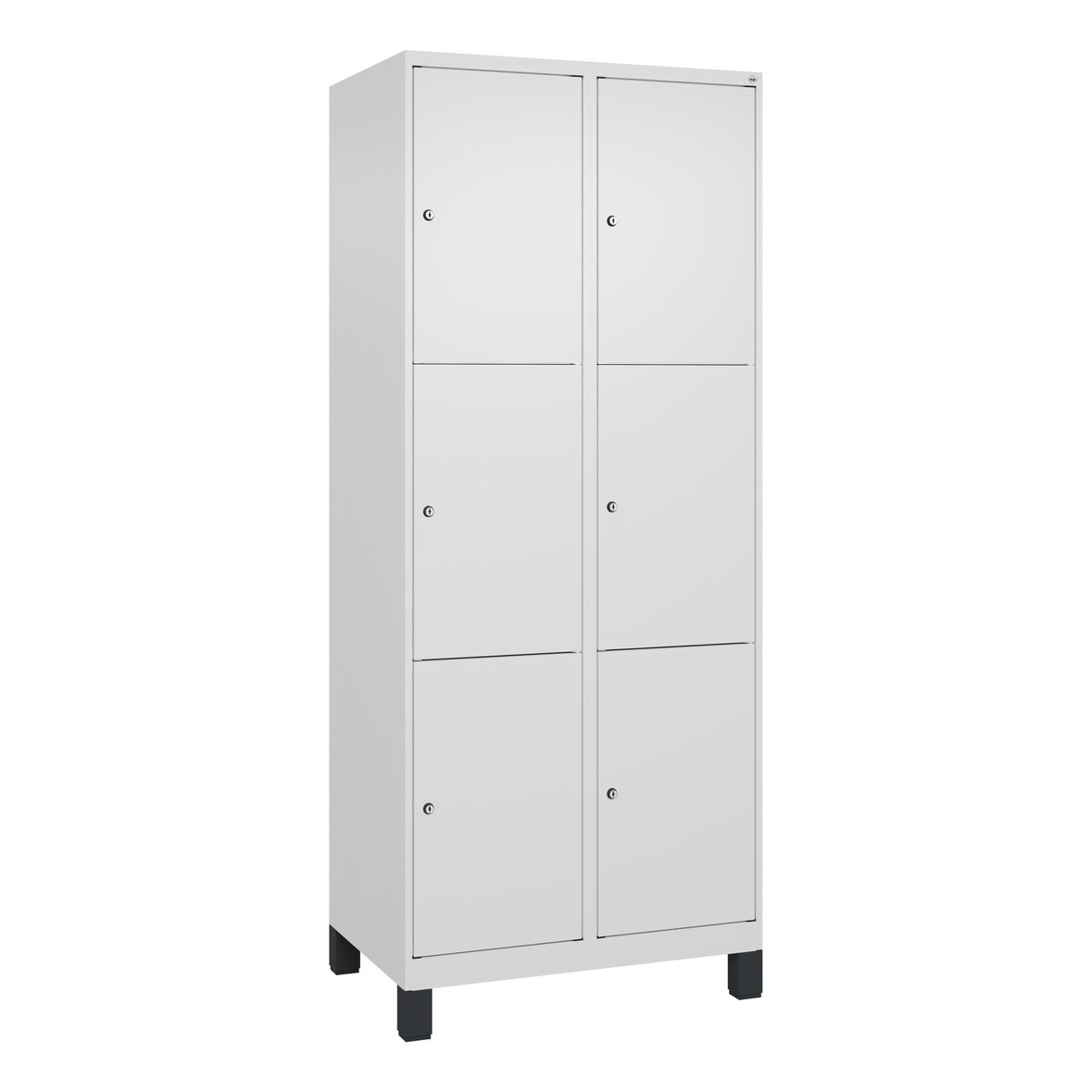 C+P Schließfachschrank Classic PLUS, Füße, 2 Abteile, 1950x800x500mm, 9016/9016
