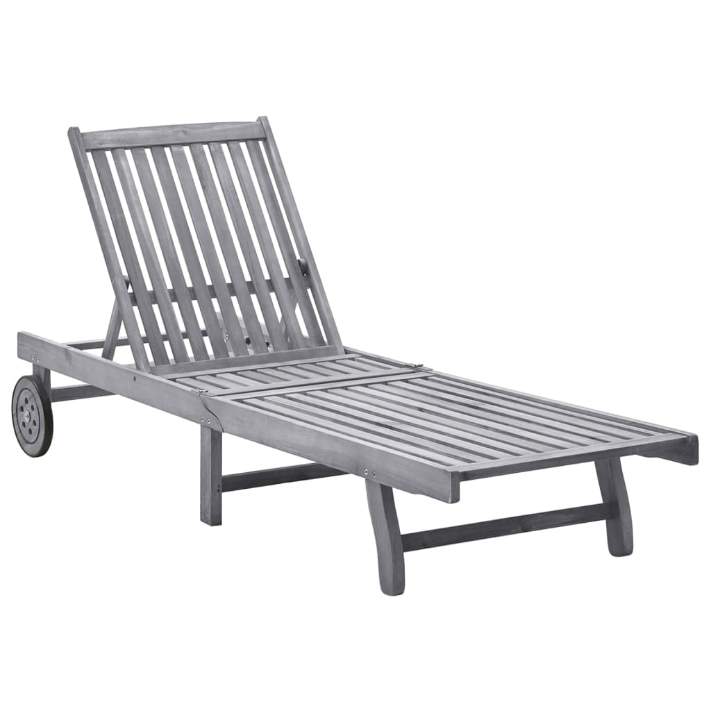 Helloshop26 - Transat chaise longue bain de soleil lit de jardin terrasse meuble d'extérieur bois d'acacia solide 02_0012703