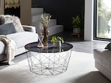 thumbnail of SalesFever Couchtisch mit Metallkorb Ø 80 cm | Glasplatte foliert in Marmor-Optik | Gestell Metall | B 80 x T 80 x H 45 cm | schwarz