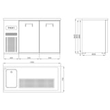 thumbnail of Gastro bier toonbank gekoeld inox 2 deuren -2/+8°C met spoelbak links