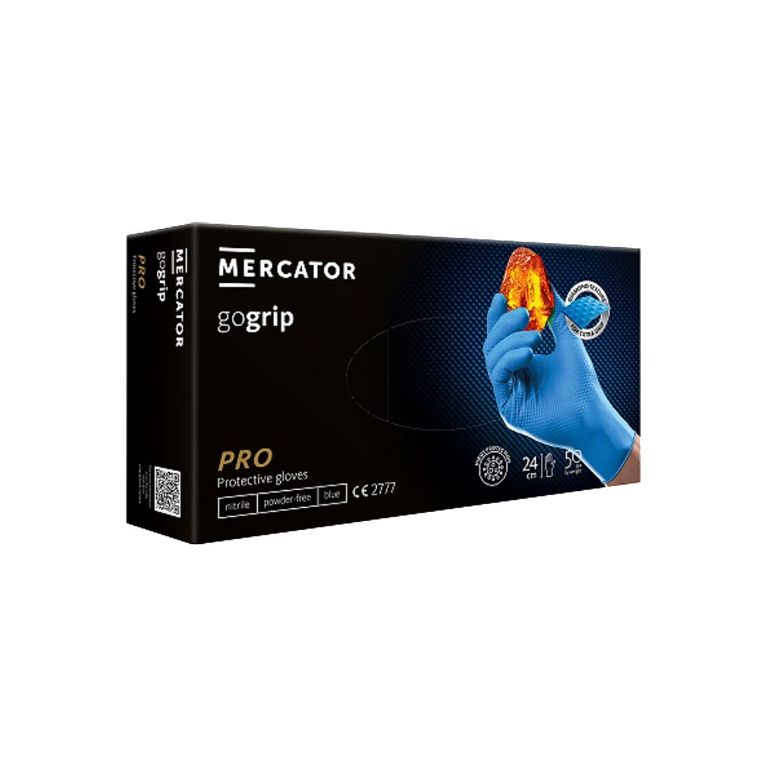MERCATOR MEDICAL GoGRIP+ Nitrilhandschuhe, puderfrei, latexfrei, Diamanttextur  in blau 1x 50 Stück Größe: XXL