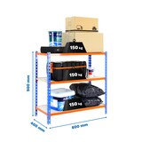 thumbnail of Maderclick schraubenloses Metallregal 3 Böden. Farbe BLAU/ORANGE/HOLZ 900x800x400 mm