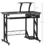 thumbnail of HOMCOM Mesa de Computador com 1 Gaveta Bandeja para Teclado e Suporte para CPU para Escritório Estúdio  90x50x95 cm Preto