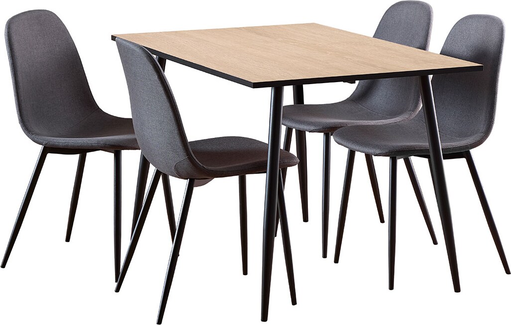 Wilma Essgruppe Tisch mit 4 Stühlen weiß, dunkelgrau.