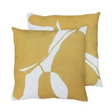 thumbnail of Set di 2 cuscini quadrati in poliestere, 45x45x8 cm, bianco e ocra
