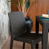 thumbnail of Set pranzo da giardino Tavolo rettangolare 130x75 con 4 Sedie Impilabili in Polipropilene Effetto Rattan e Piano Effetto Legno Omar/Amira-Nero