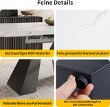 thumbnail of Ausziehbarer Esstisch 159x74x77 cm Weiß+Schwarz mit Marmoroptik Tischplatte, MDF Tisch, Carbonstahl Beine, Metallschienen System