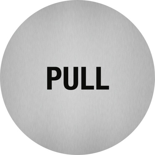 Aufkleber - Piktogramm Pull, Edelstahl, selbstklebend, Ø 50 mm