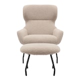 thumbnail of SalesFever Sessel und Hocker Set | Bezug Teddyfell | Beine Metall | B 79 x T 82 x H 103 cm | taupe – schwarz