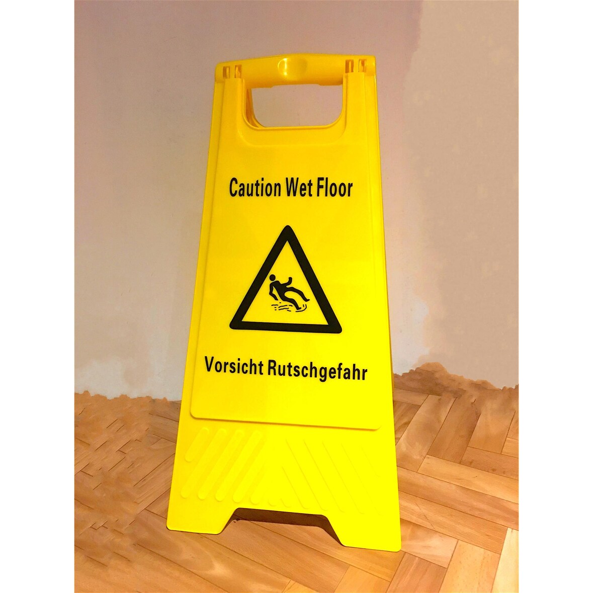 Warnschild  Vorsicht Rutschgefahr Englisch / Deutsch