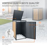 thumbnail of ML-Design Mülltonnenbox 1er Anthrazit-Holzoptik, 1×240L, 68×80×116 cm, Stahl, wetterfest & abschließbar, Müllbox mit Klappdeckel & Tür