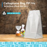 thumbnail of 500 Klarsicht-Cellophanbeutel 750g (9x28cm) mit Boden und Verschluss – Für Süßigkeiten, Kekse, Trockenfrüchte und Handgemachte Geschenke