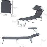 thumbnail of Outsunny Espreguiçadeira de Jardim Dobrável com Toldo Removível e Ajustável em Ângulo e Encosto Ajustável em 4 Posições para Jardim Terraço
